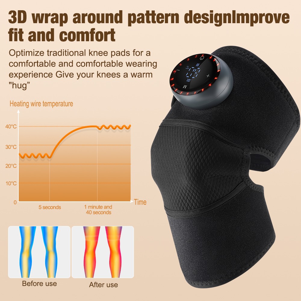 Electric Heated Vibration Knee Joint Brace Therapy Shoulder Massager Pain Relief