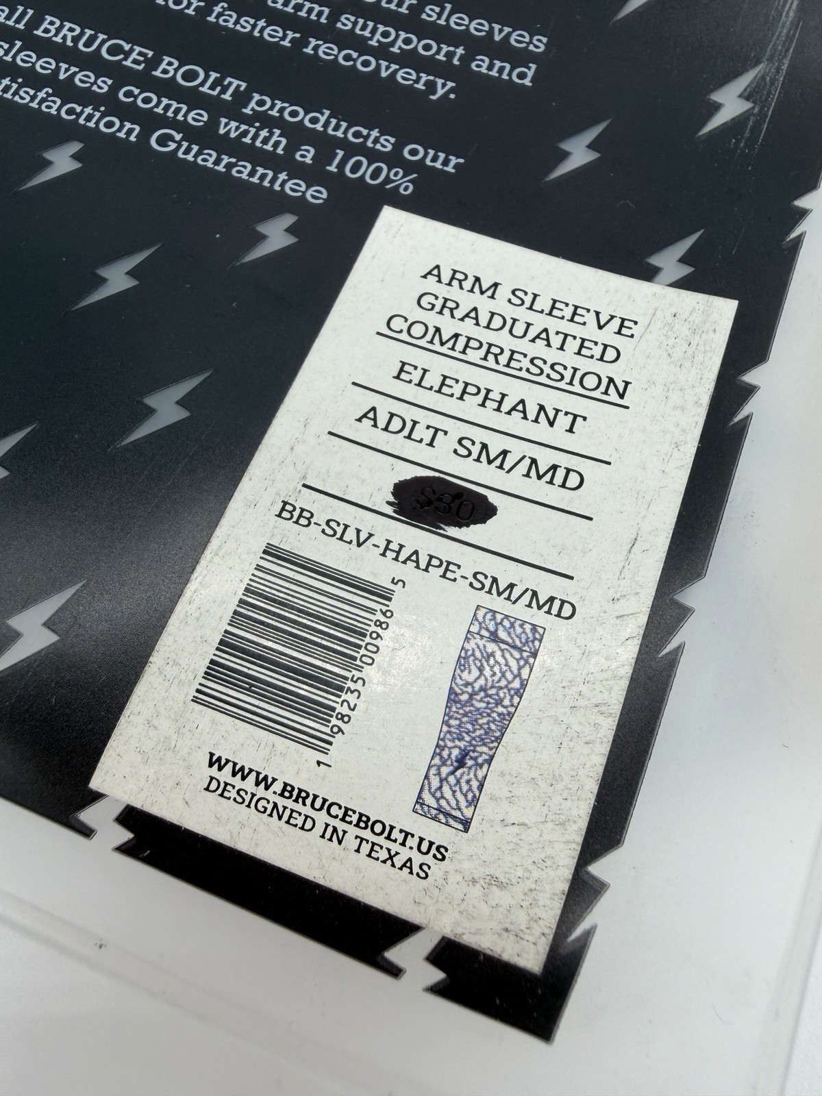 Bruce Bolt Premium Pro Graduated Compression Arm Sleeve Elephant Print S/M NEW