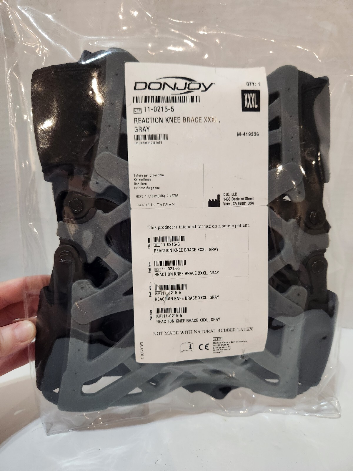 New KNEE Donjoy REACTION Knee Brace Gray XXL 11-0215-4