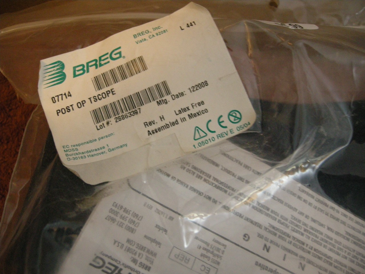 BREG Post Op T Scope MEDIUM Hinged Knee Brace Universal Standard Adj 07714 *NEW