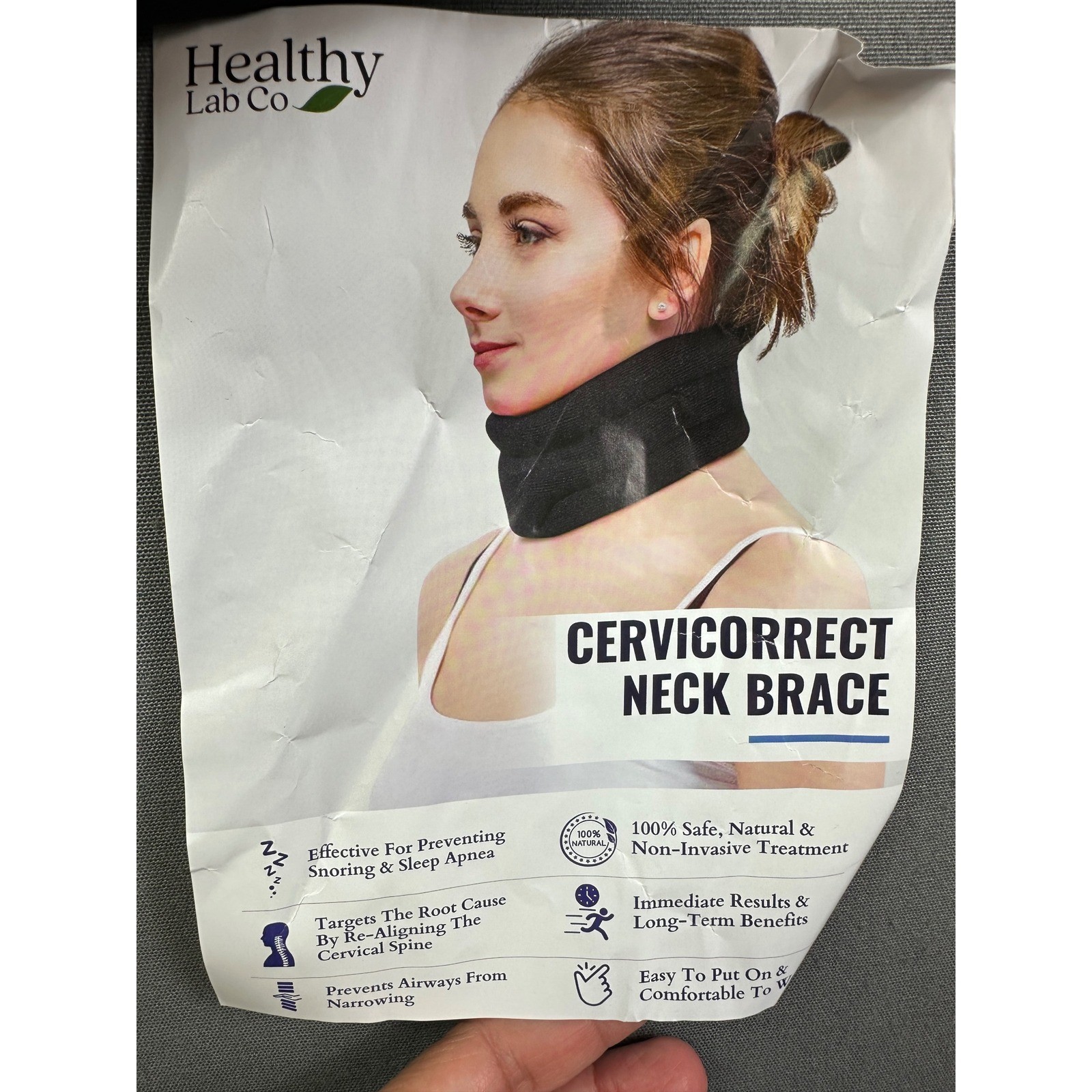 Healthy Lab Cervicorrect Neck Brace Black Cervical Spine Support Posture Snore