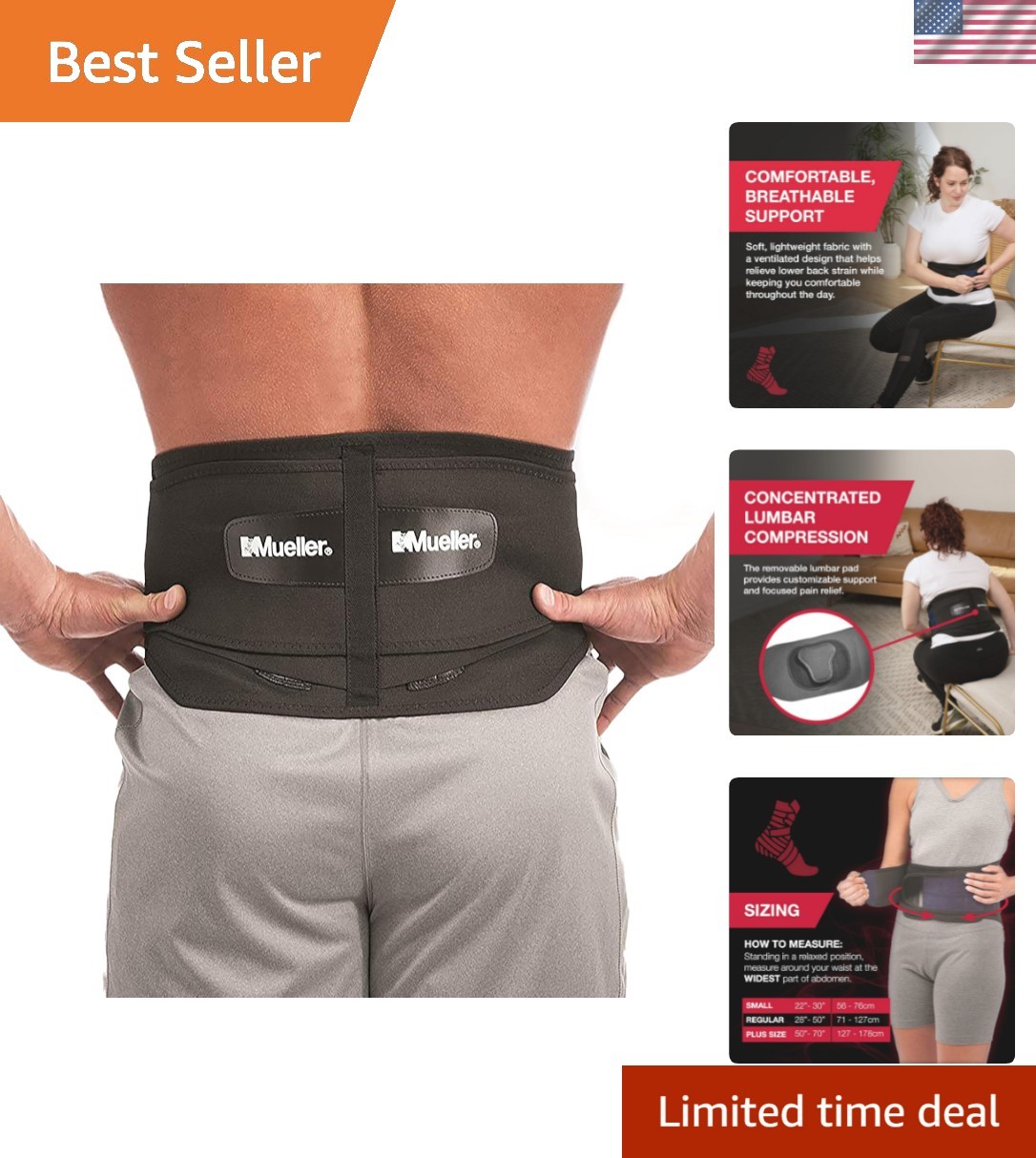 Sports Medicine Back Brace with Removable Pad | Pain Relief for Men & Women
