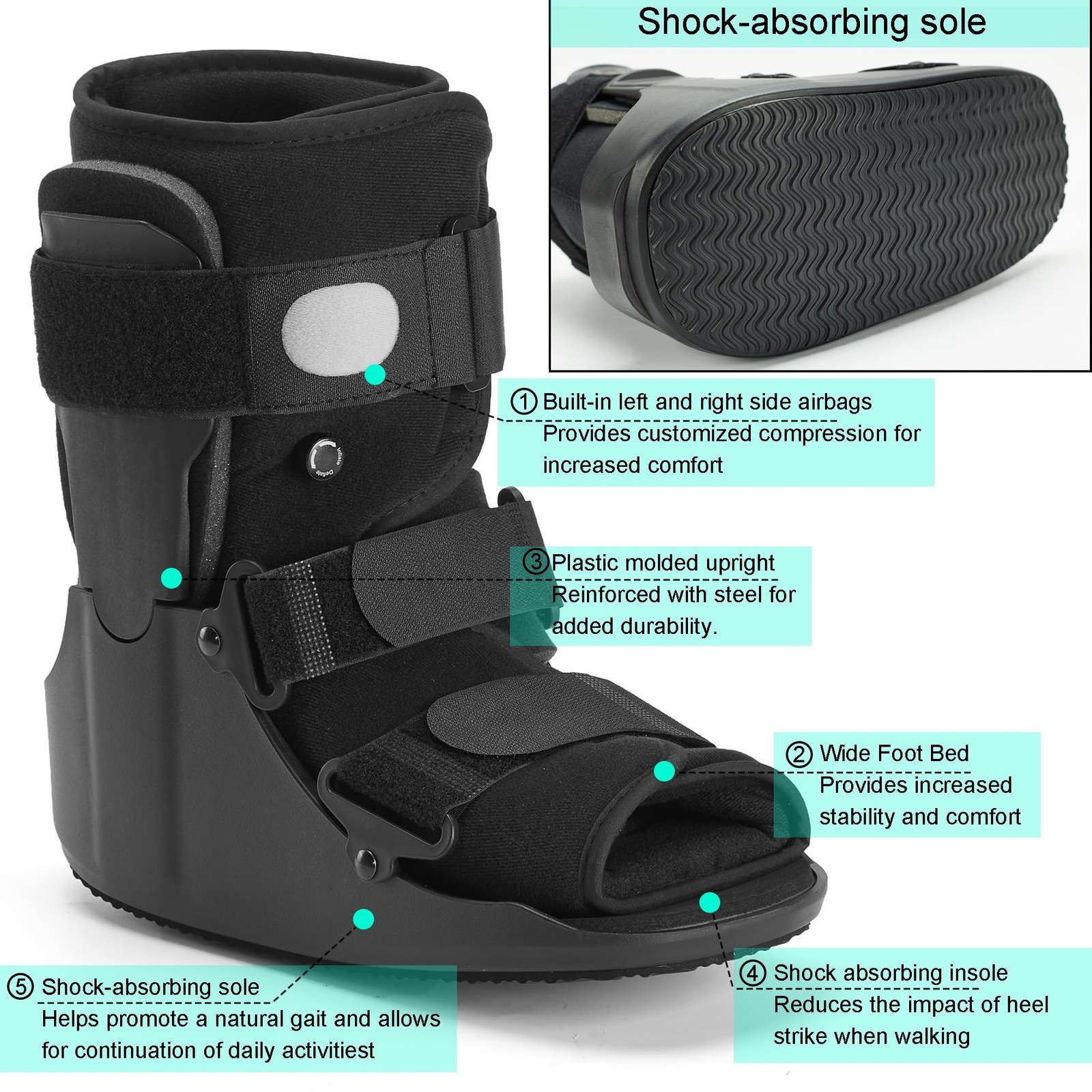 Air Walking Boot for Broken Foot Recovery Walking Boot for Sprained Ankle wit…