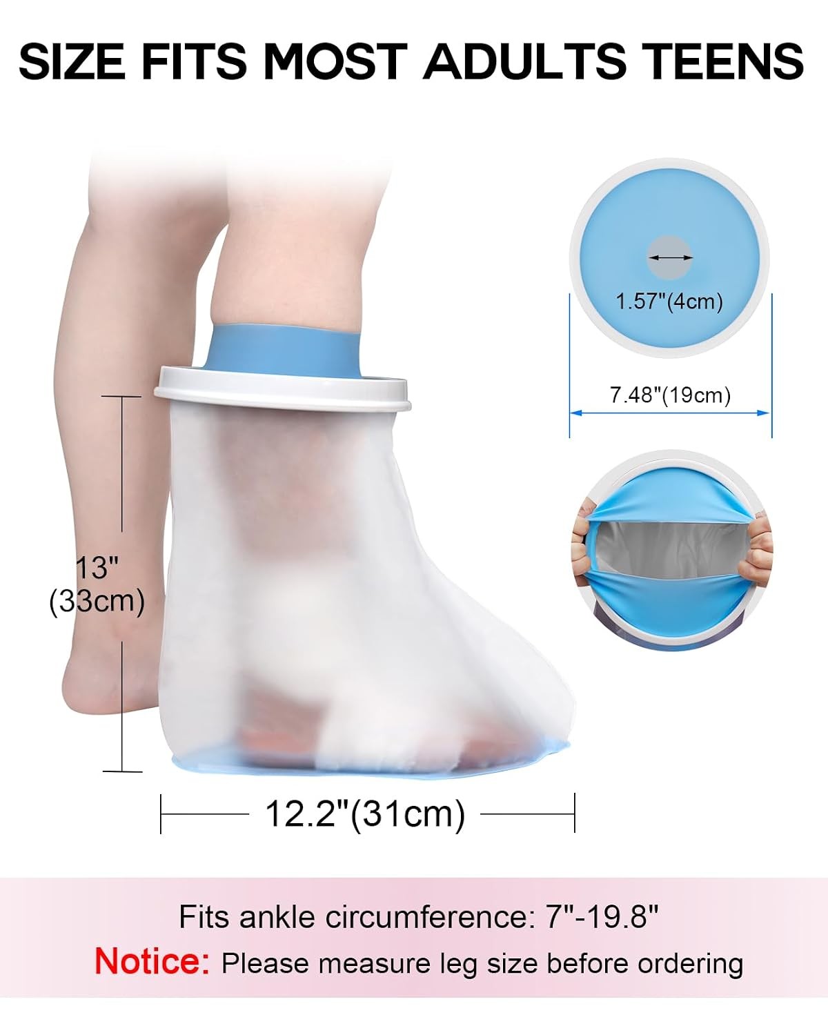 Waterproof Adult Foot Cast Cover NonSlip Bottom Shower Protection Foot Cover