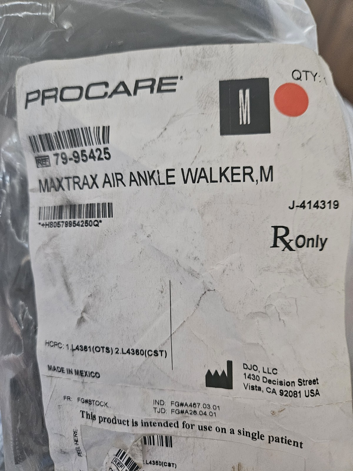 ProCare MaxTrax Air Ankle Walker Boot – Medium – Ref 79-95425 – NEW Sealed