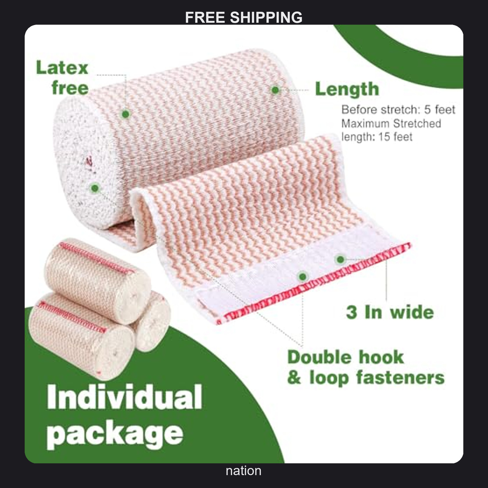 10 Pack Elastic Bandages 3 Inch Support for Legs and Joints
