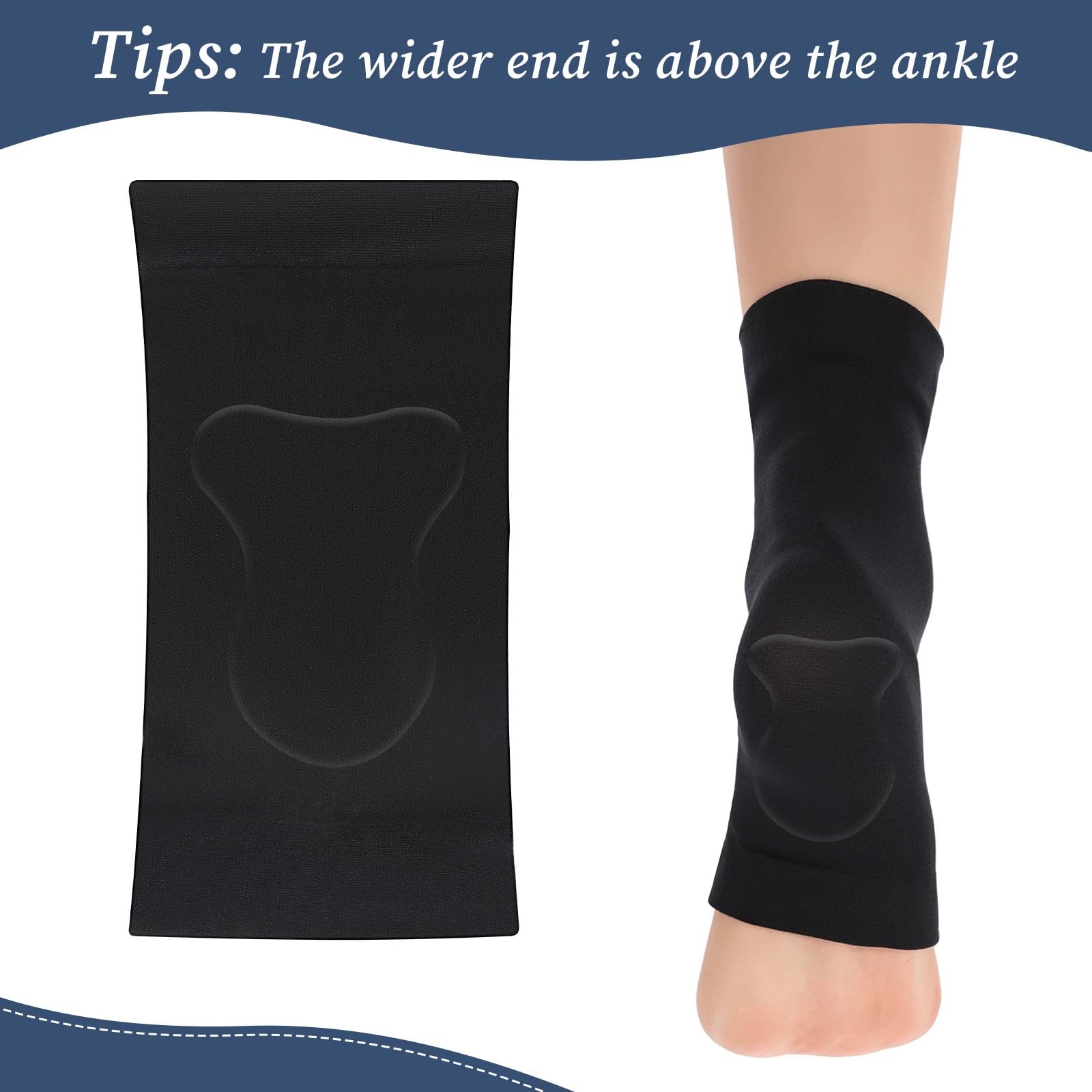 2 PCS Achilles Tendon Heel Protector Ankle Support Sock Open Toe Black