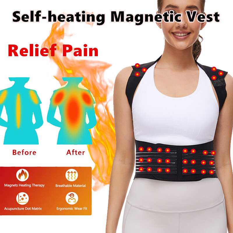 MAGNETIC POSTURE CORRECTOR BAD BACK LUMBAR SHOULDER SUPPORT BELT BRACE MEN WOMEN
