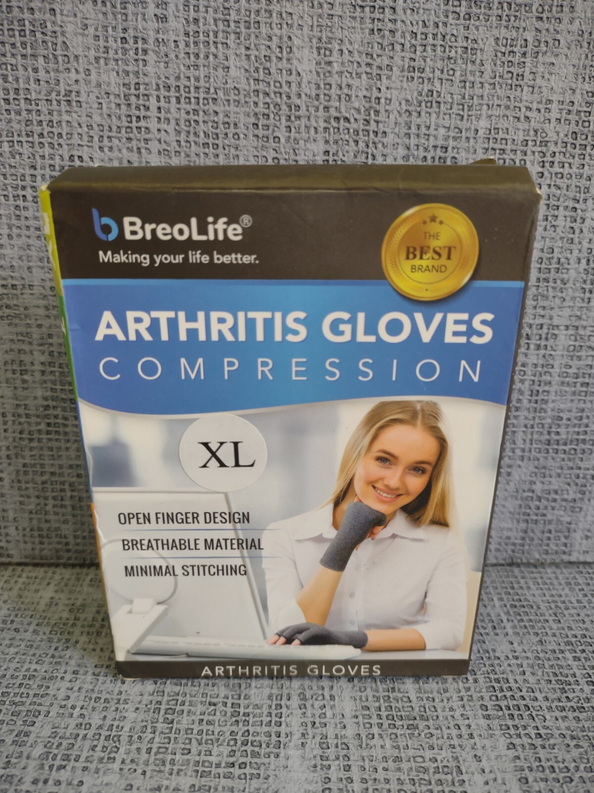 BreoLife Arthritis Gloves Compression XL. Does Not Interfere With Daily Work.