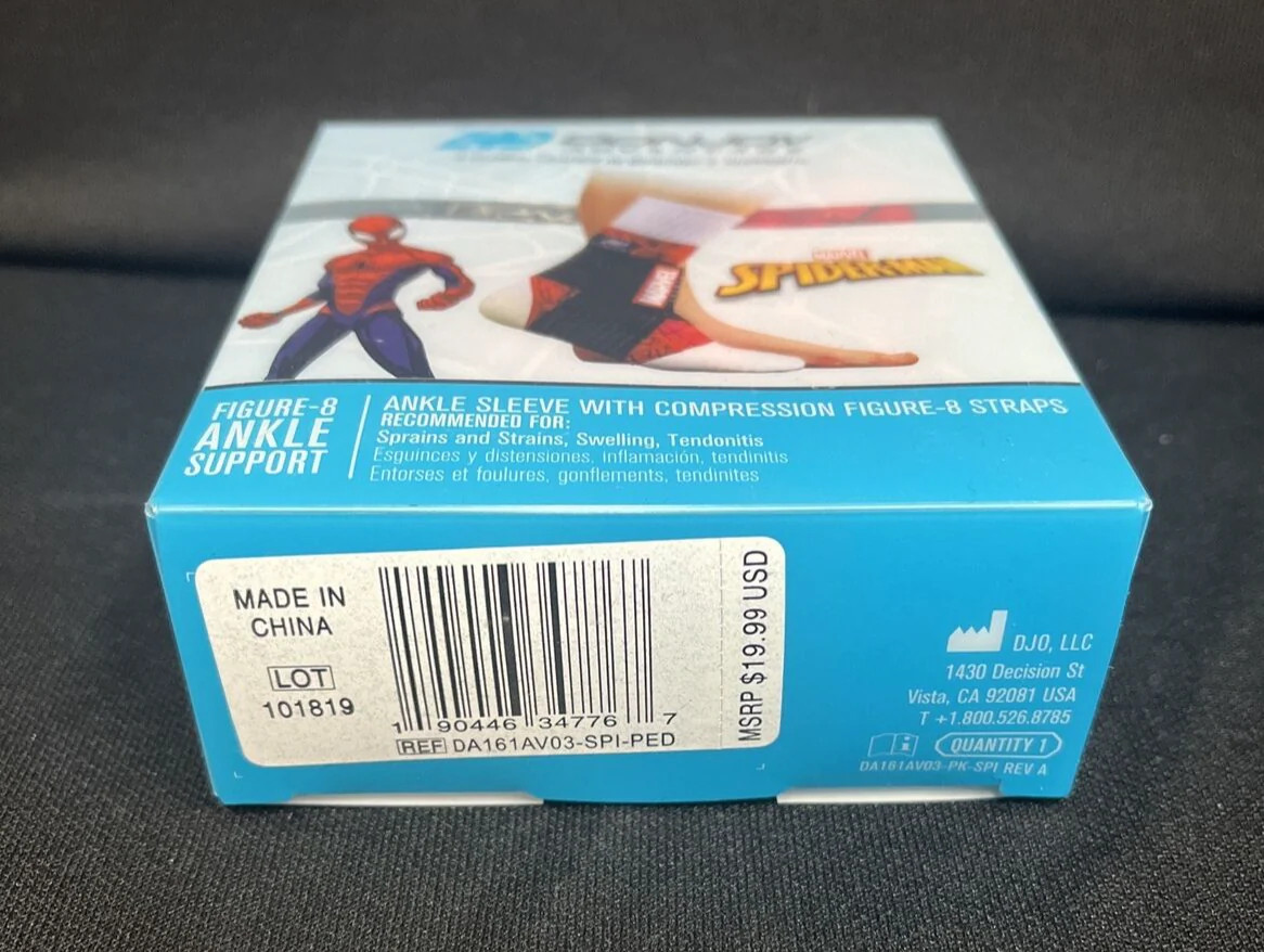 DONJOY ADVANTAGE Moderate Figure – 8 ANKLE SUPPORT Spider-Man Marvel PEDIATRIC