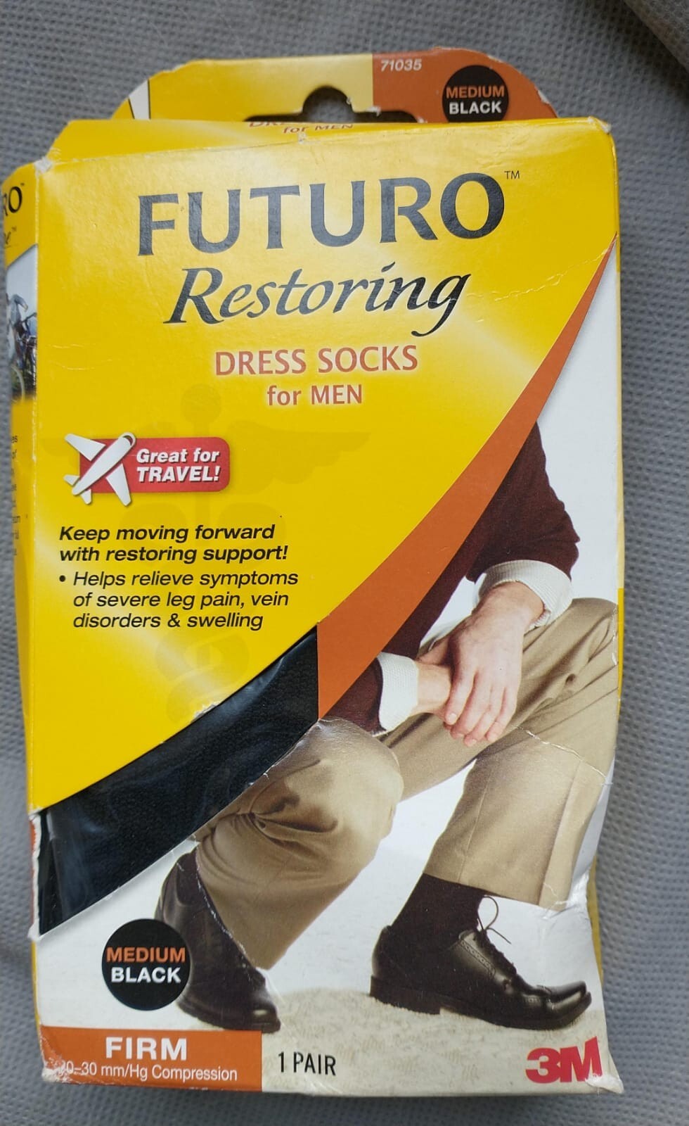 3 Pairs Futuro Restoring Dress Socks for Men Black Medium, Firm (20-30 mm/Hg)