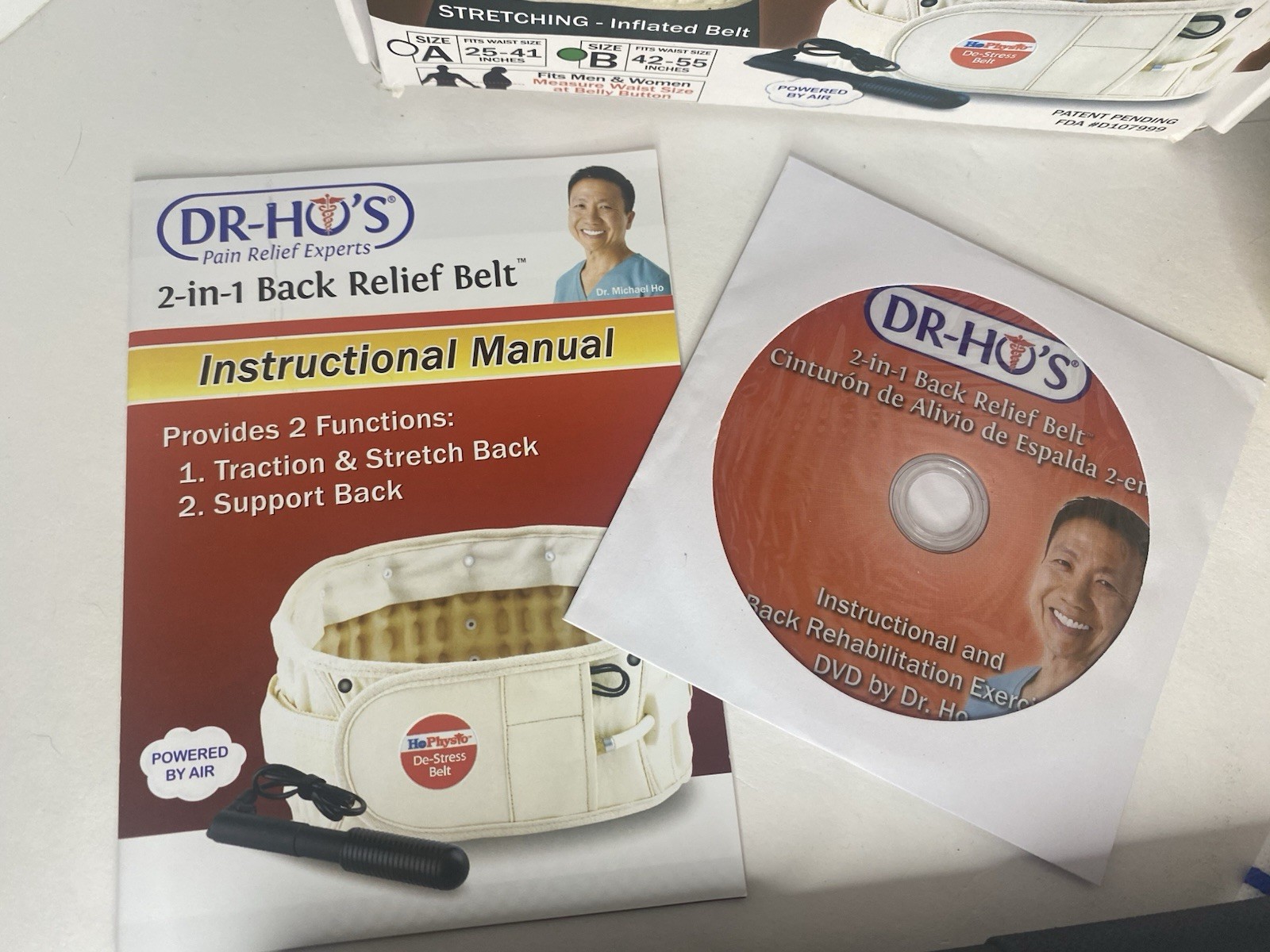 DR-HO’S 2-in-1 Lower Back Decompression Belt Package SIZE B 42-55 New Open Box