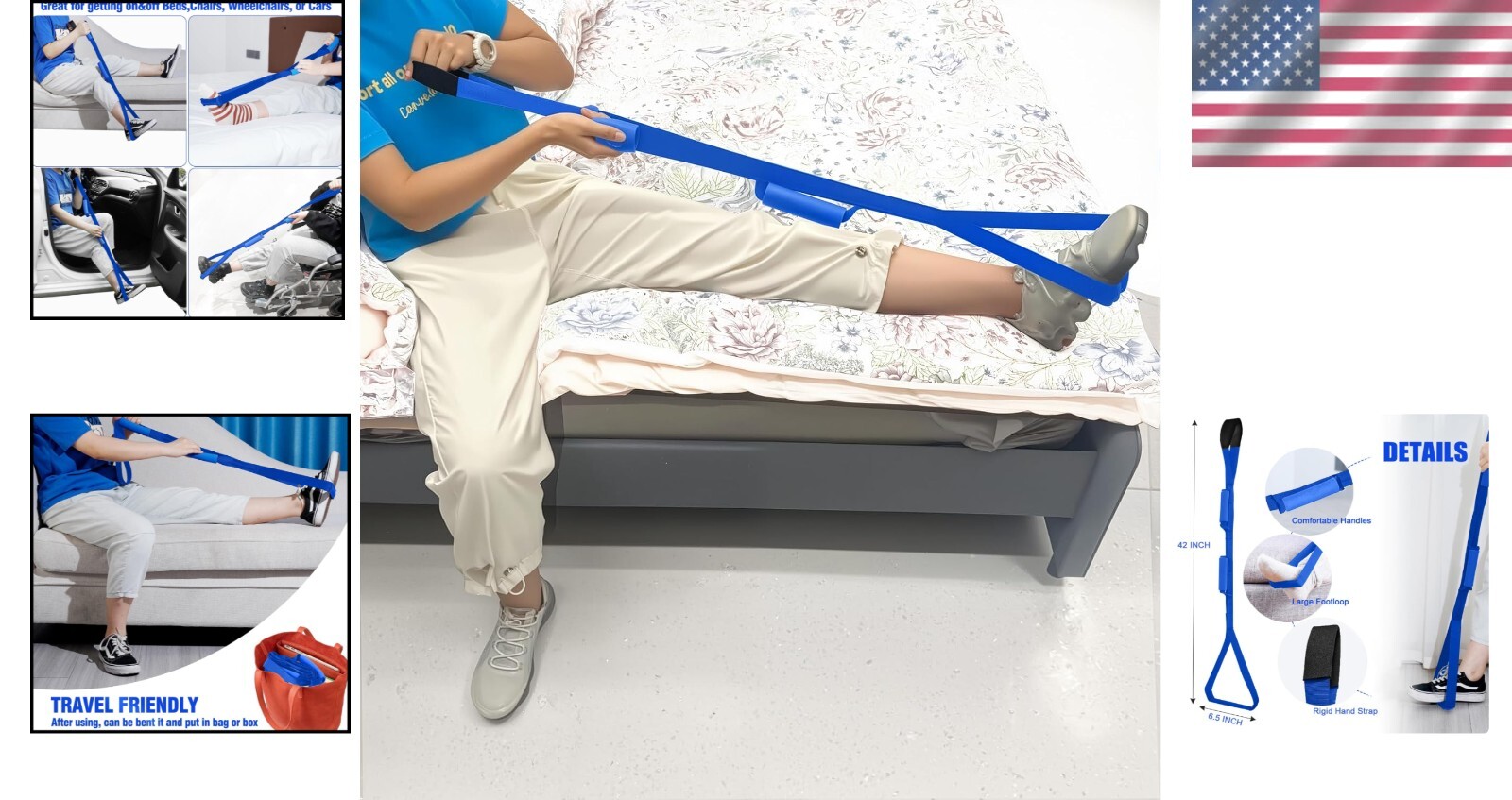 42-Inch Ergonomic Leg Lifter with Large Foot Loop for Post-Surgery Recovery