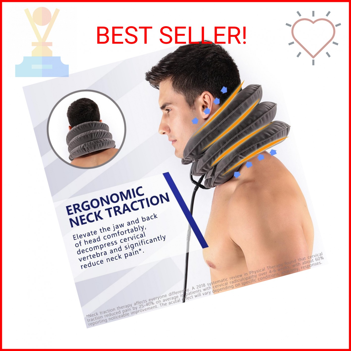 S Cervical Neck Traction Device for Instant Neck Pain Relief – Inflatable & Adju