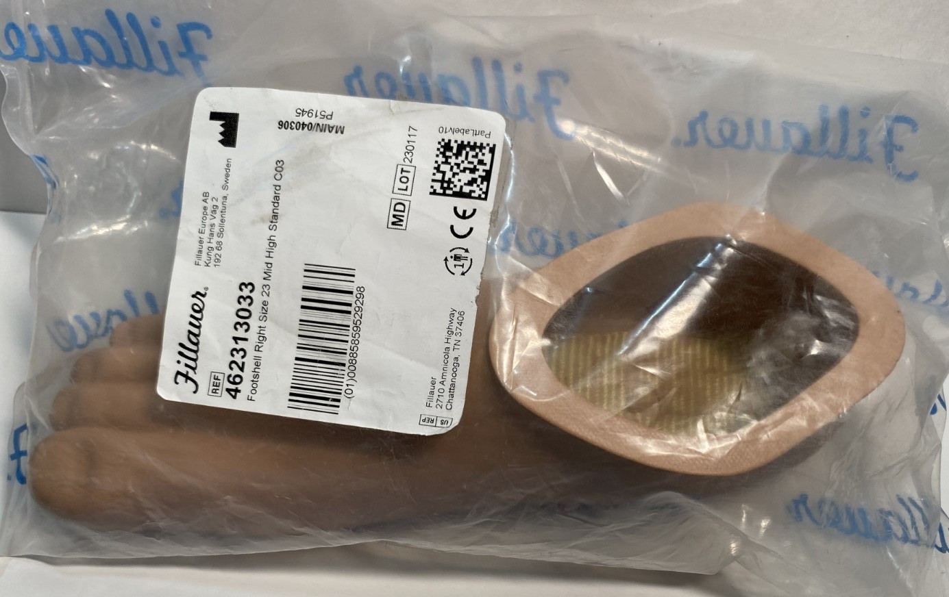 Fillauer Footshell Right foot Size 23 Mid High Standard C03