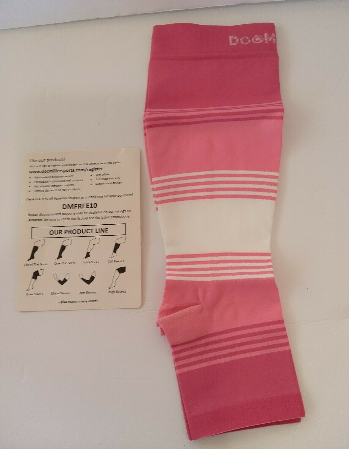 Doc Miller XL Open Toe Compression Dress Socks 20-30 mm Hg Pink White Stripe New