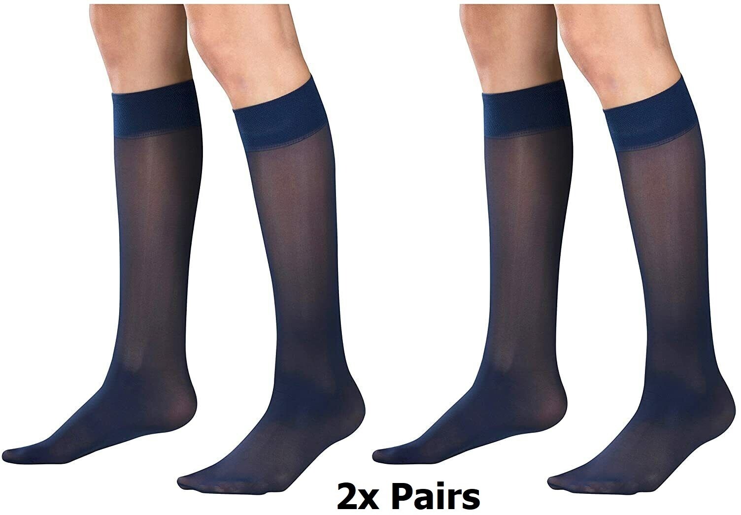 Truform Women’s Sheer Compression Stockings Knee High 8-15 mmHg NAVY XL 2x Pairs