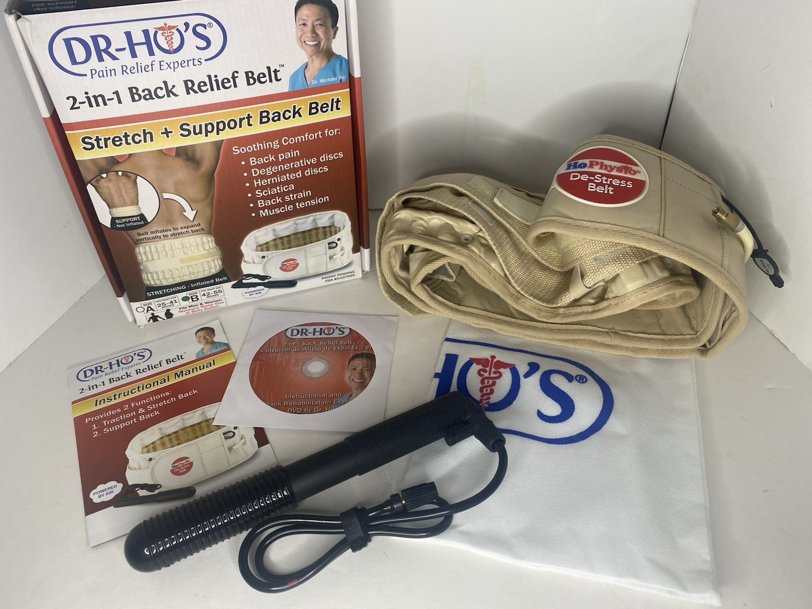 DR-HO’S 2-in-1 Lower Back Decompression Belt Package SIZE B 42-55 New Open Box