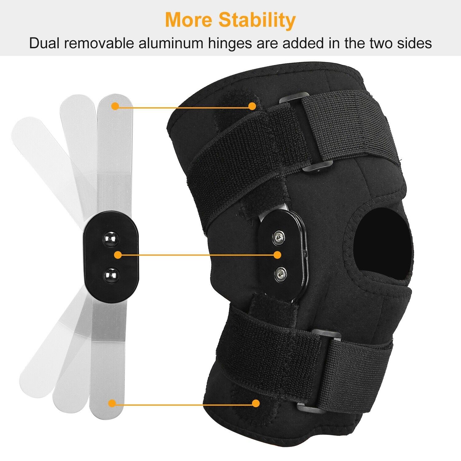 Pair Knee Brace Open Patella Support Adjustable Elastic Sports Kneecap Protector
