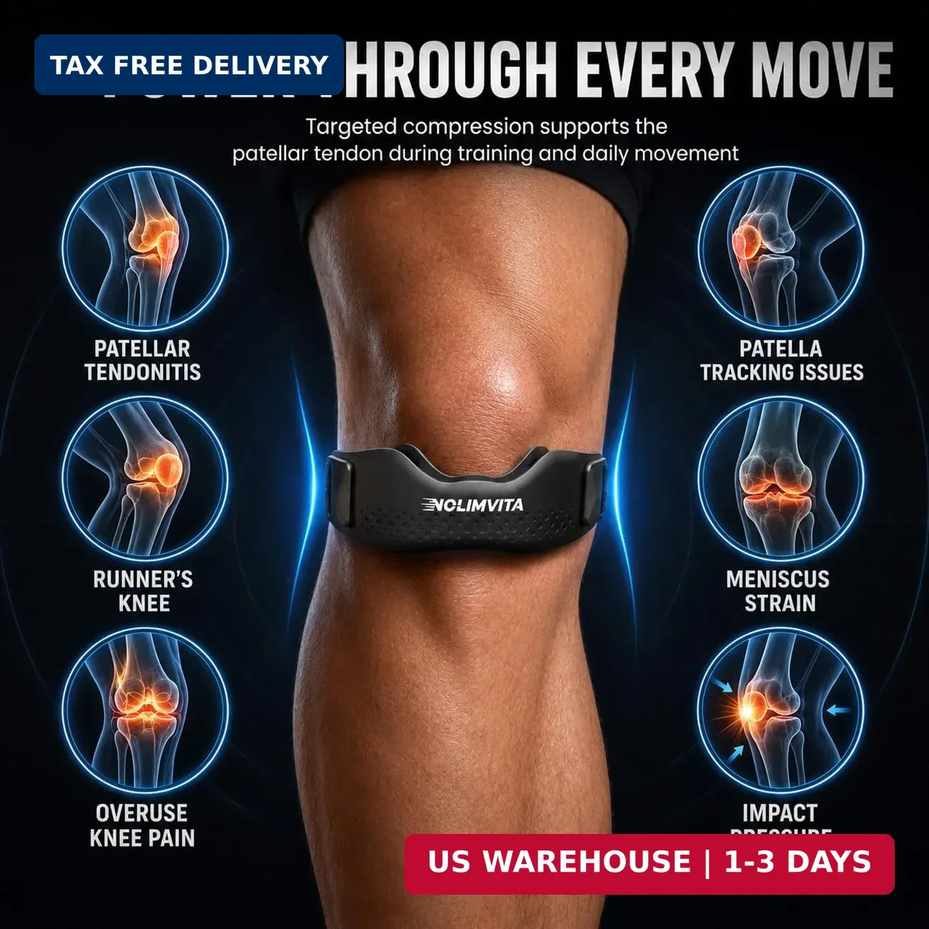 Patellar Tendon Support Strap 2 Pack, Knee Brace for Women & Men, Knee Strap wit