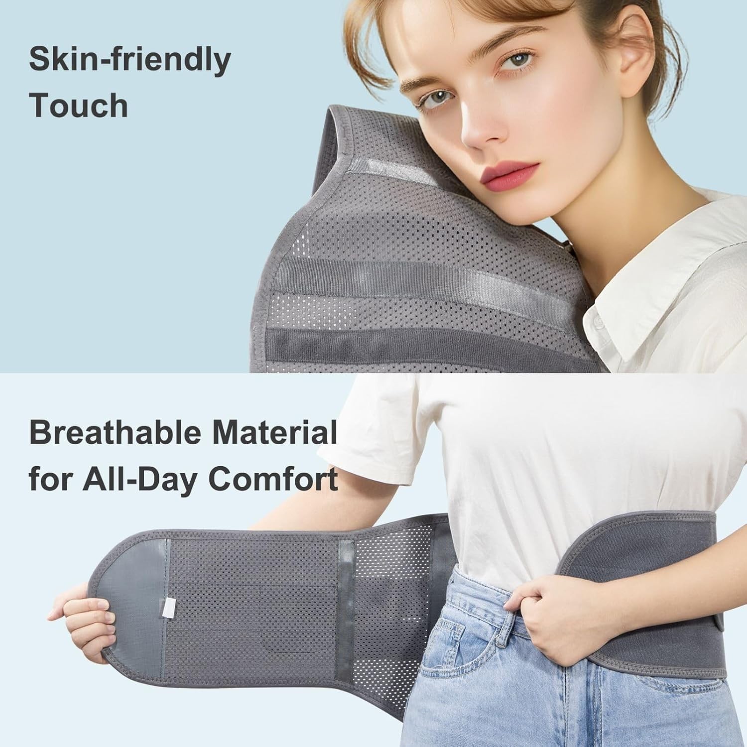 Compression Back Brace with 7 Stays for Lower Back Pain Relief 31″-39″ Waist M
