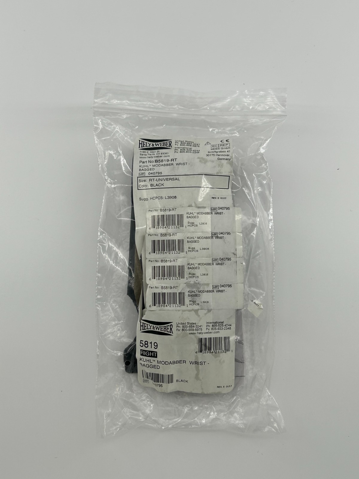 New Hely & Weber Modabber™ KUHL Wrist Orthosis 5819 Right Hand Short Black