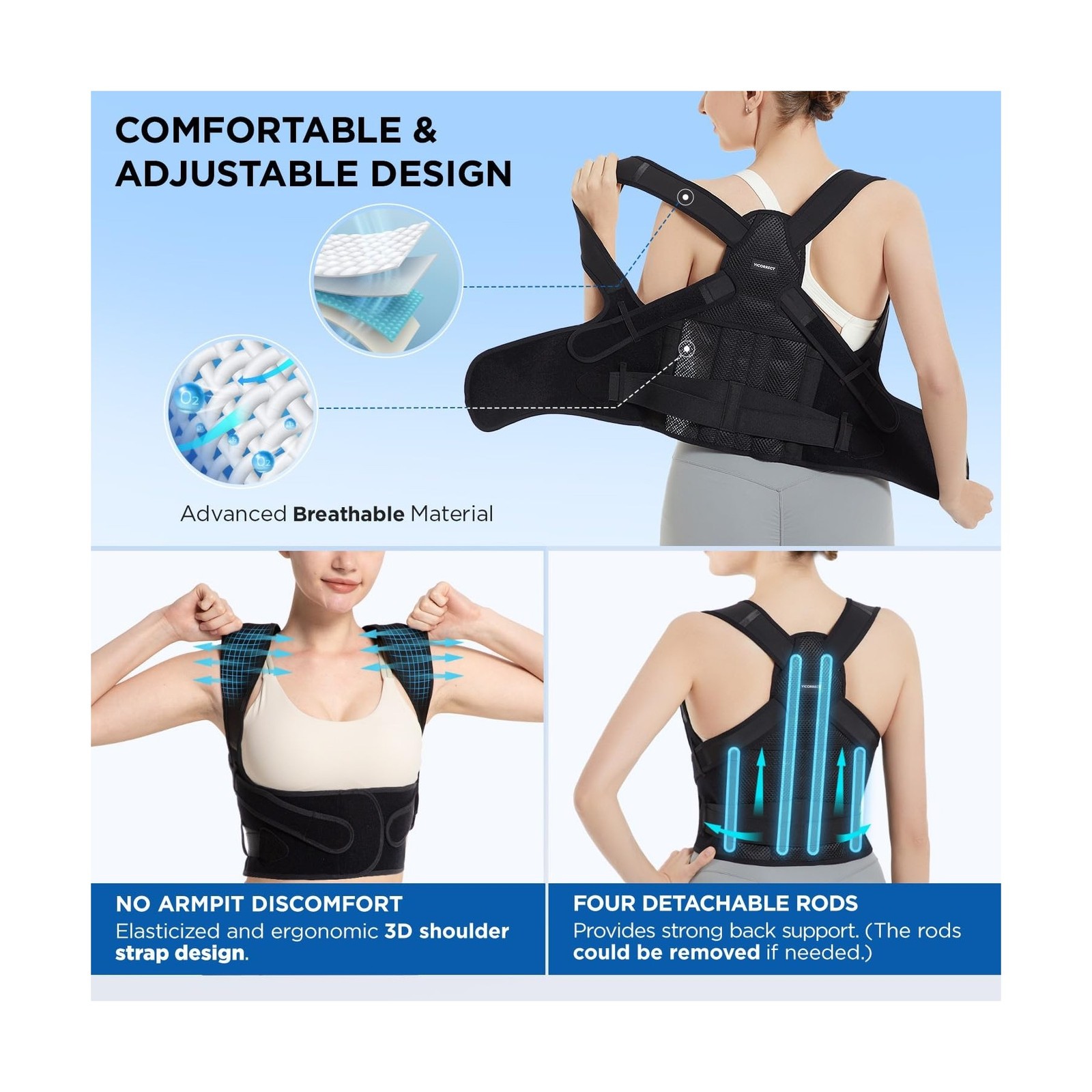 Vicorrect Posture Corrector for Women and Men: Back Brace Support -… Fast Ship