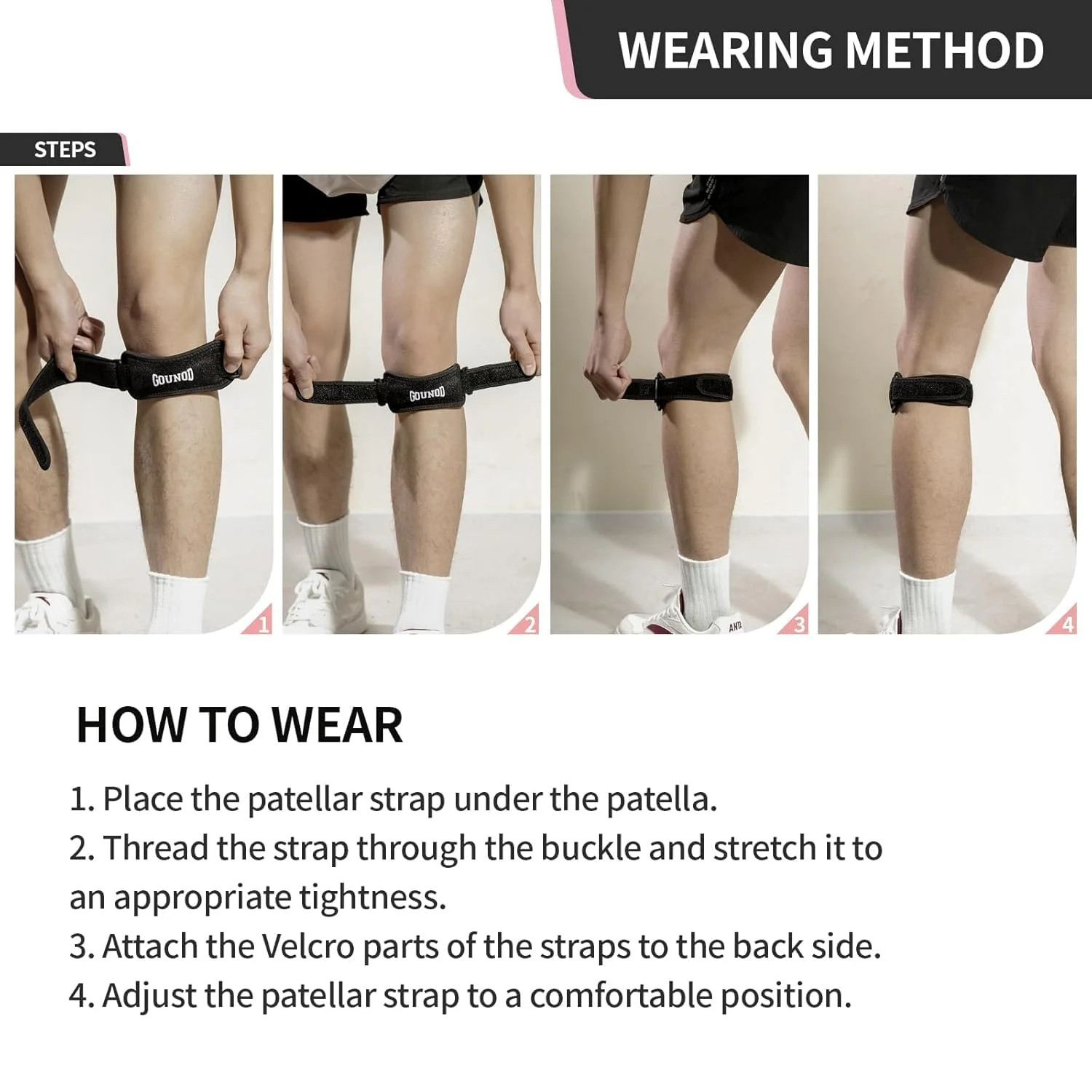 GOUNOD Patellar Tendon Support Strap 2 Pack,Knee Strap for Knee Pain Relief,P…