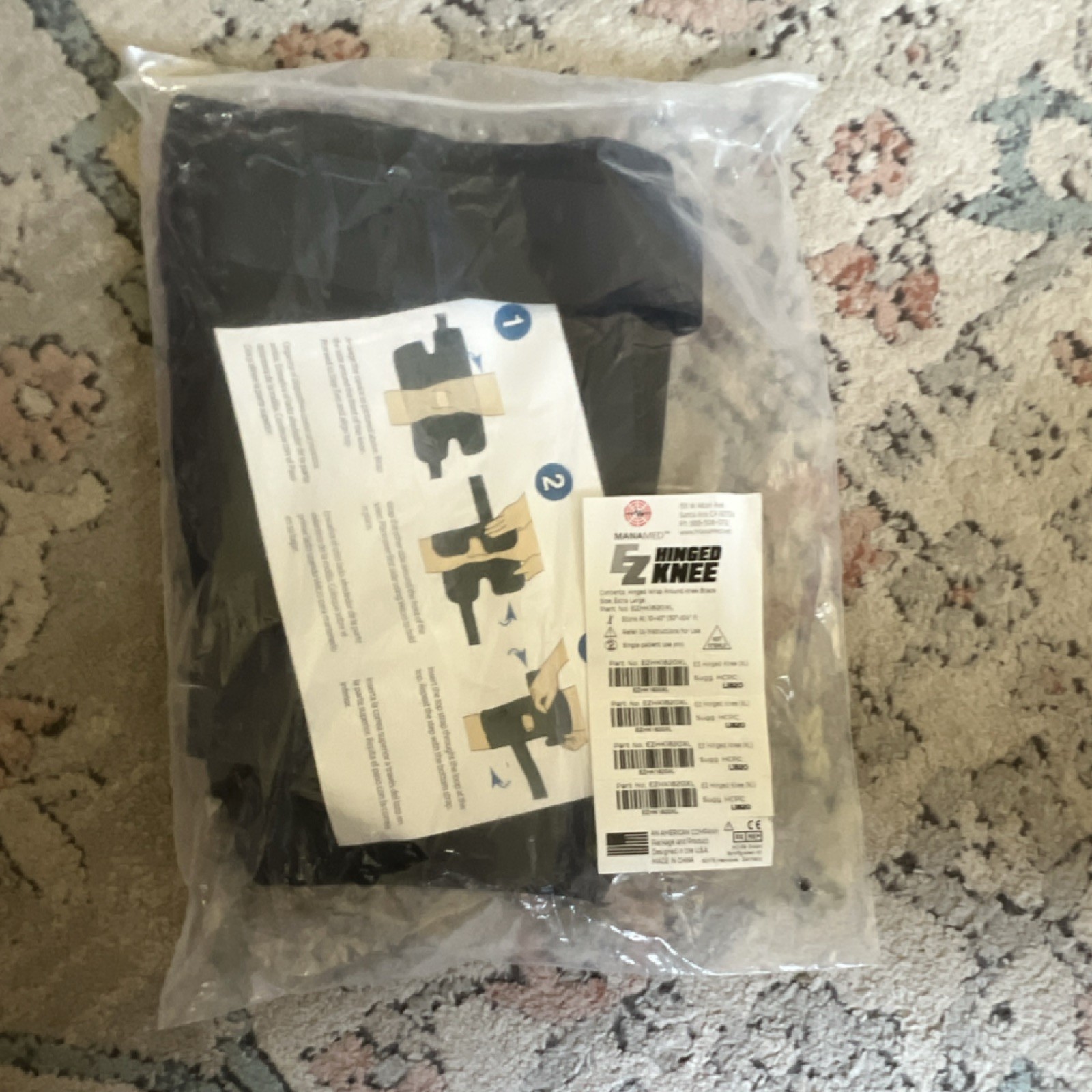 ManaMed EZ Hinged Knee Brace Extra Large Black Stabilization Unisex