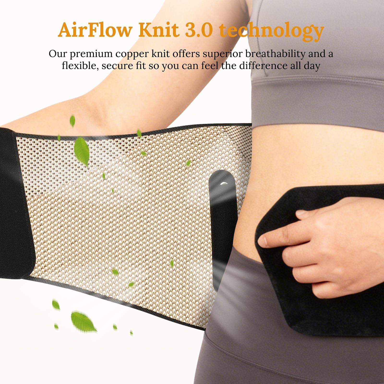 Copper Lower Back Brace with Removable Dual Spine Rods & Therapy Pocket-Ultra…