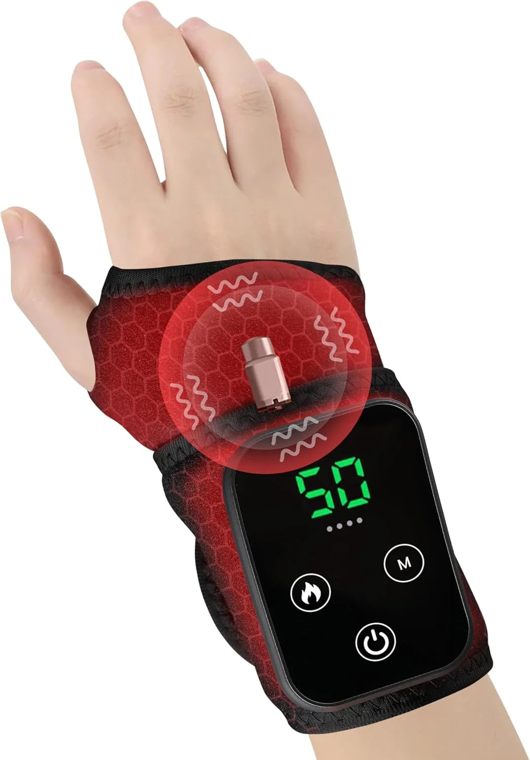 Cordless Wrist Heating Pad for Pain Relief – 5 Heat Levels & Vibration, 3000mAh
