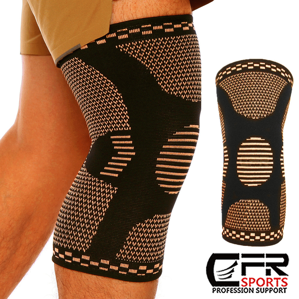 Knee Sleeve Compression Brace Copper Support For Sports Joint Pain Arthritis Gym