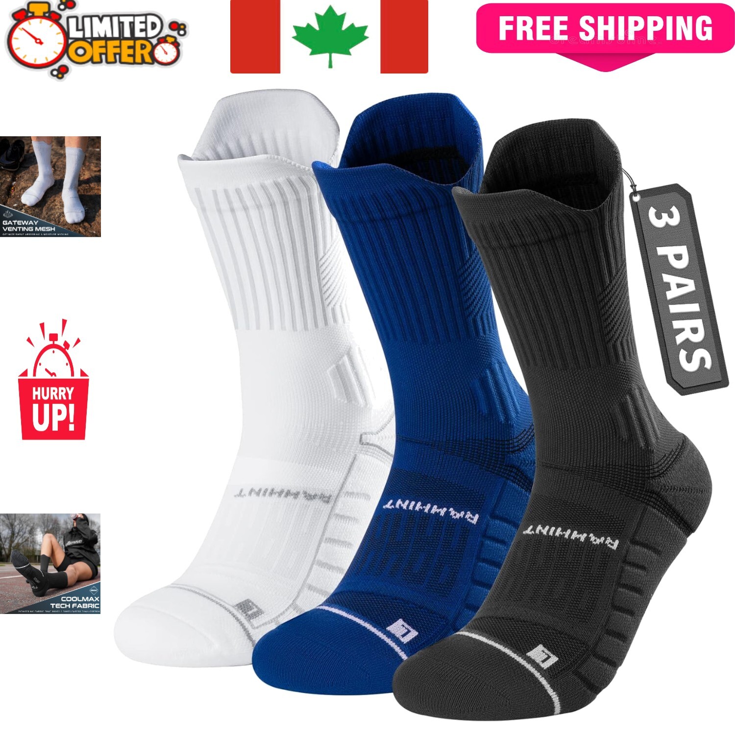 Breathable Coolmax Running Socks – Compression & Anti-Blister for All Activities