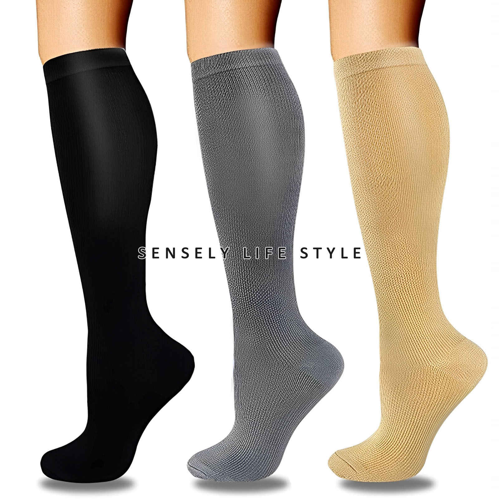 Close Toe Compression Socks for Women Men 20-30mmHg Fit Calf Curve Smooth Fabric