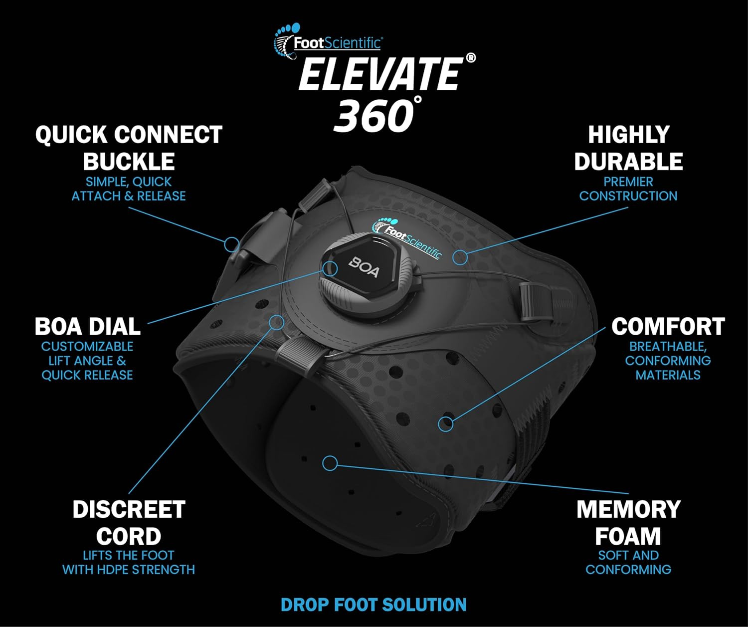 Elevate 360° Drop Foot Brace with Deluxe Accessory Kit