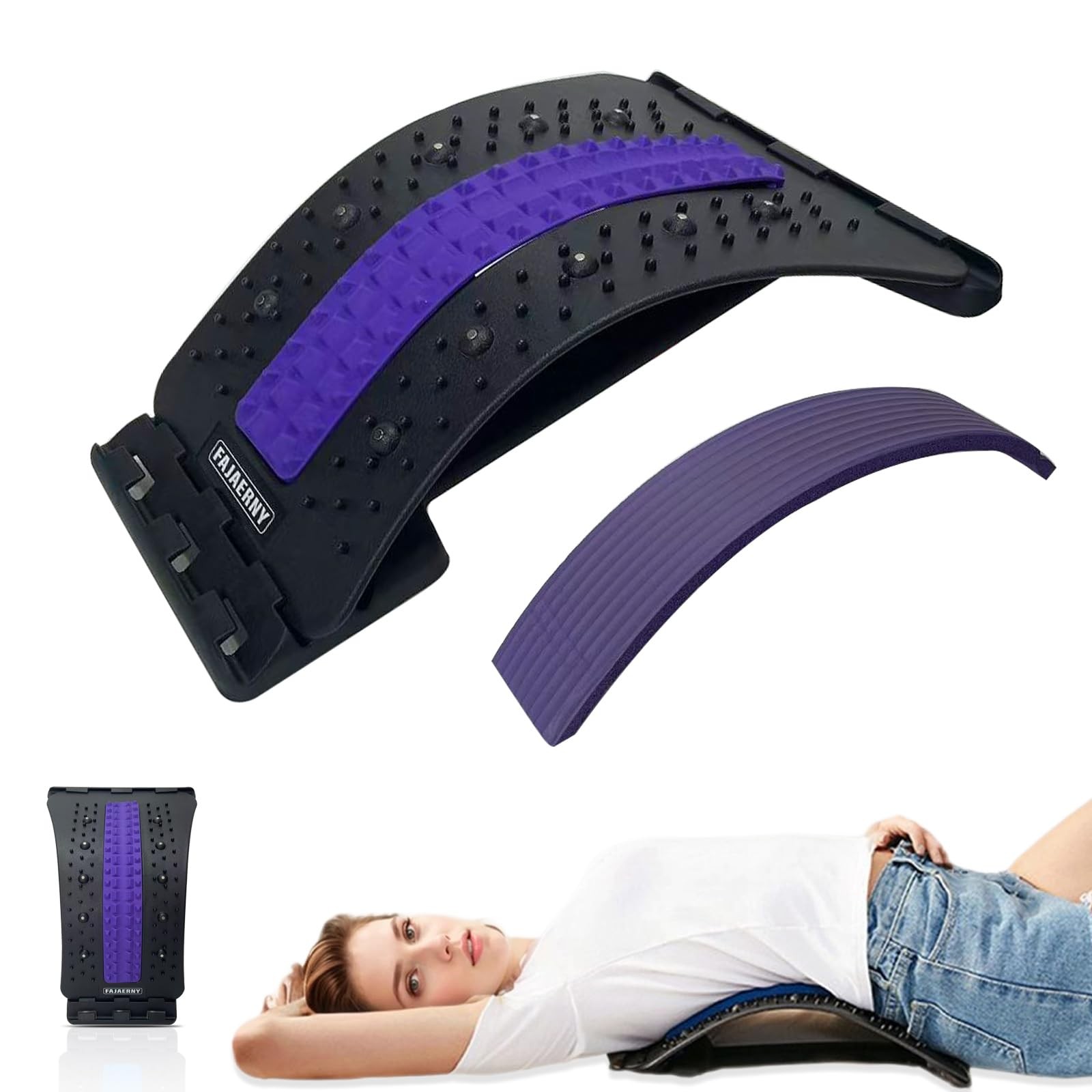 FAJAERNY Back Stretcher, 3 Level Adjustable Lumbar Cracker Board, Back…