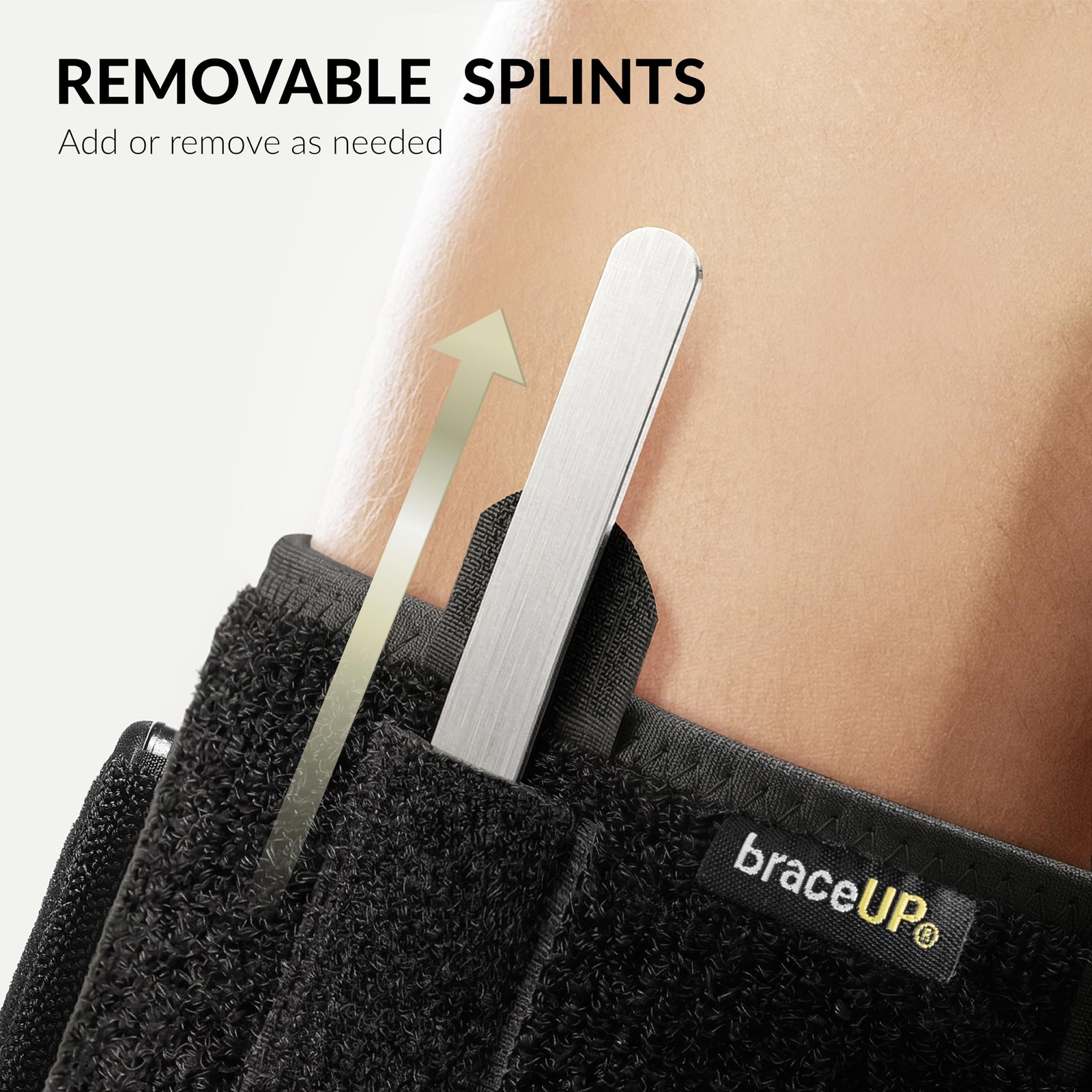 BraceUP Elbow Brace with Metal Splints – Adjustable Support One Size, Black