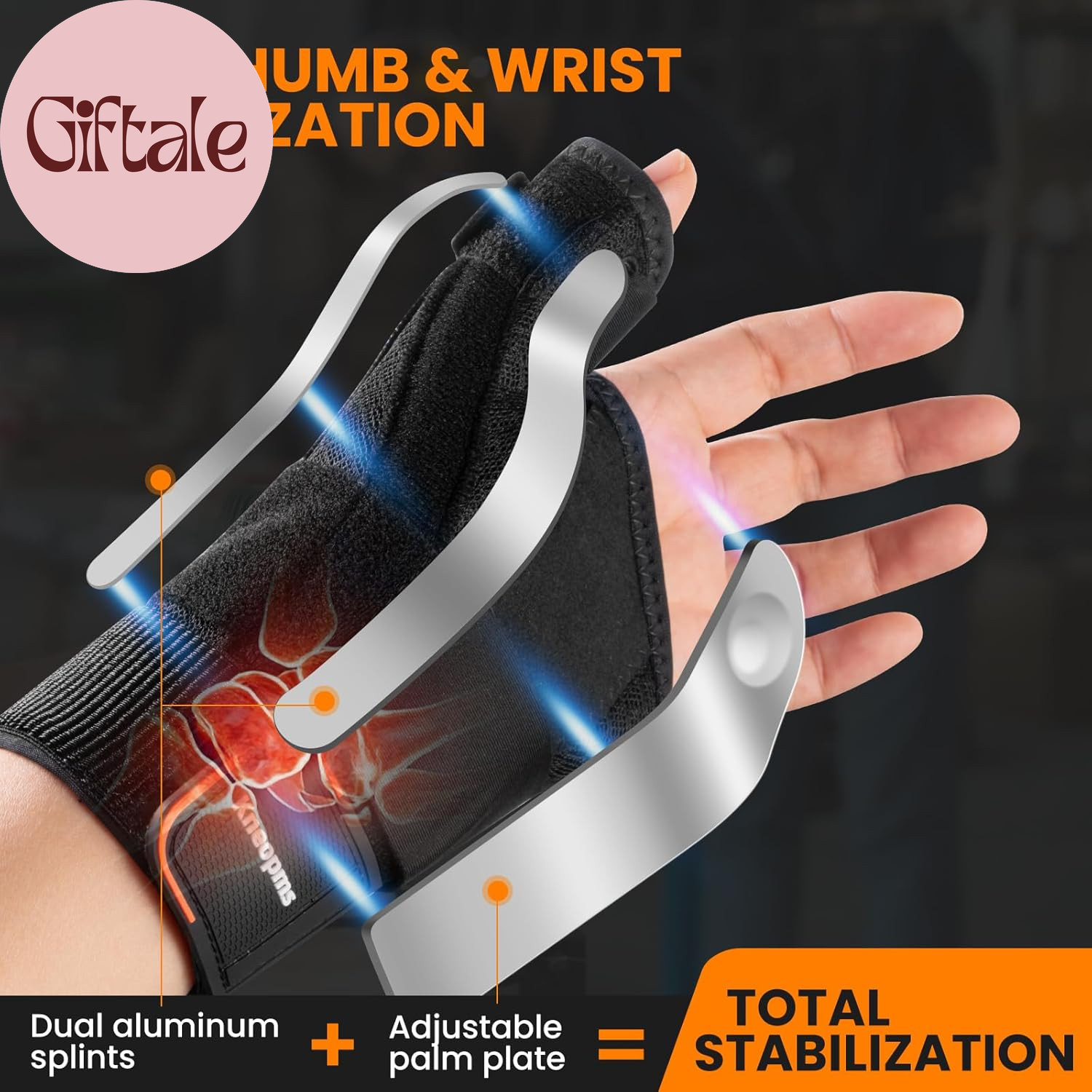 New Upgrade Thumb Brace with Splints for Palm & Wrist Stabilizer 3 Adjustable St