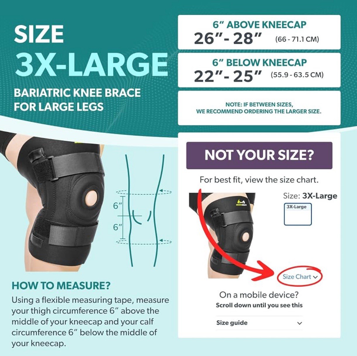 Bariatric Knee Brace for Large Legs – Plus Size Knee Brace Open Box 3XL