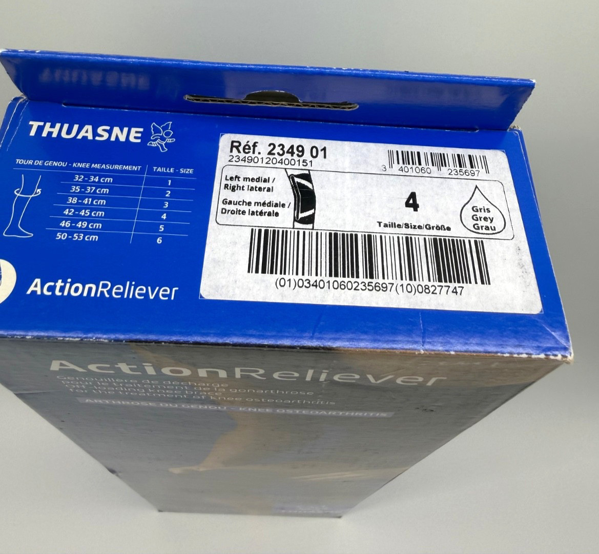 Thuasne Knee Brace Action Reliever Size 4 Left Medial/Right Lateral L/M Grey