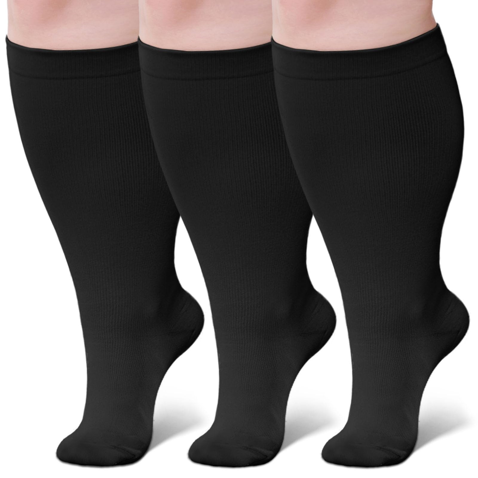 3 Pairs Plus Size Compression Socks: Wide calf Compression Stockings for Men …