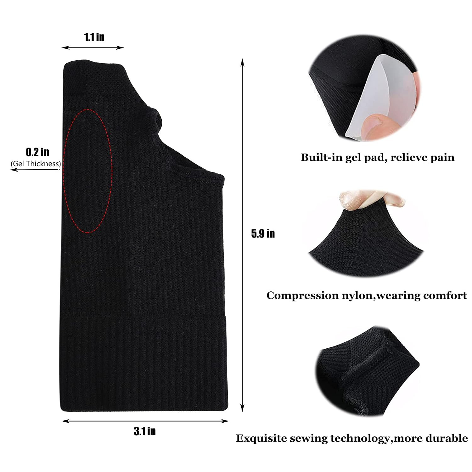 Wrist Thumb Support Compression Gloves (1 Pair), Breathable Wrist Brace Compr…
