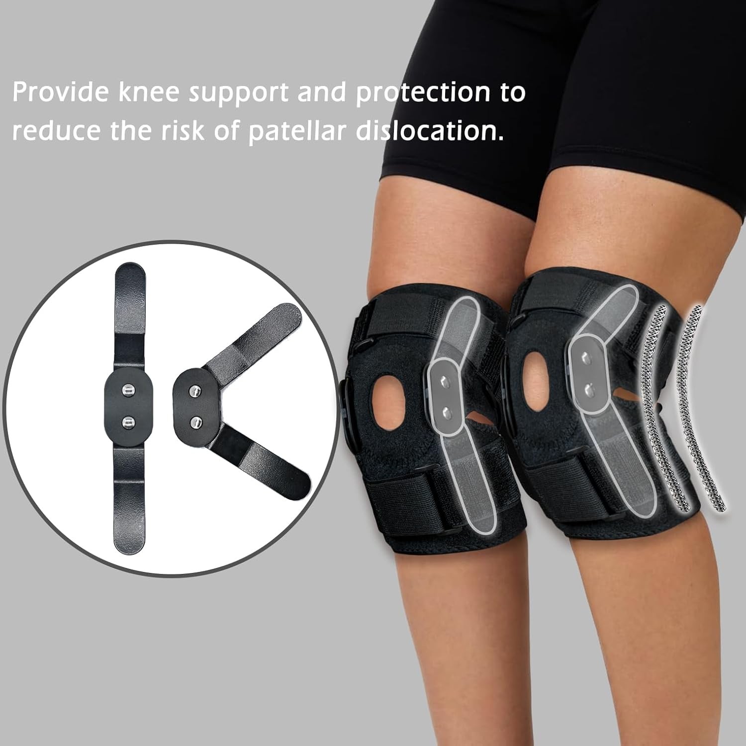 Hinged Knee Brace Compression Sleeve Joint Support Open Patella Stabilizer Wrap