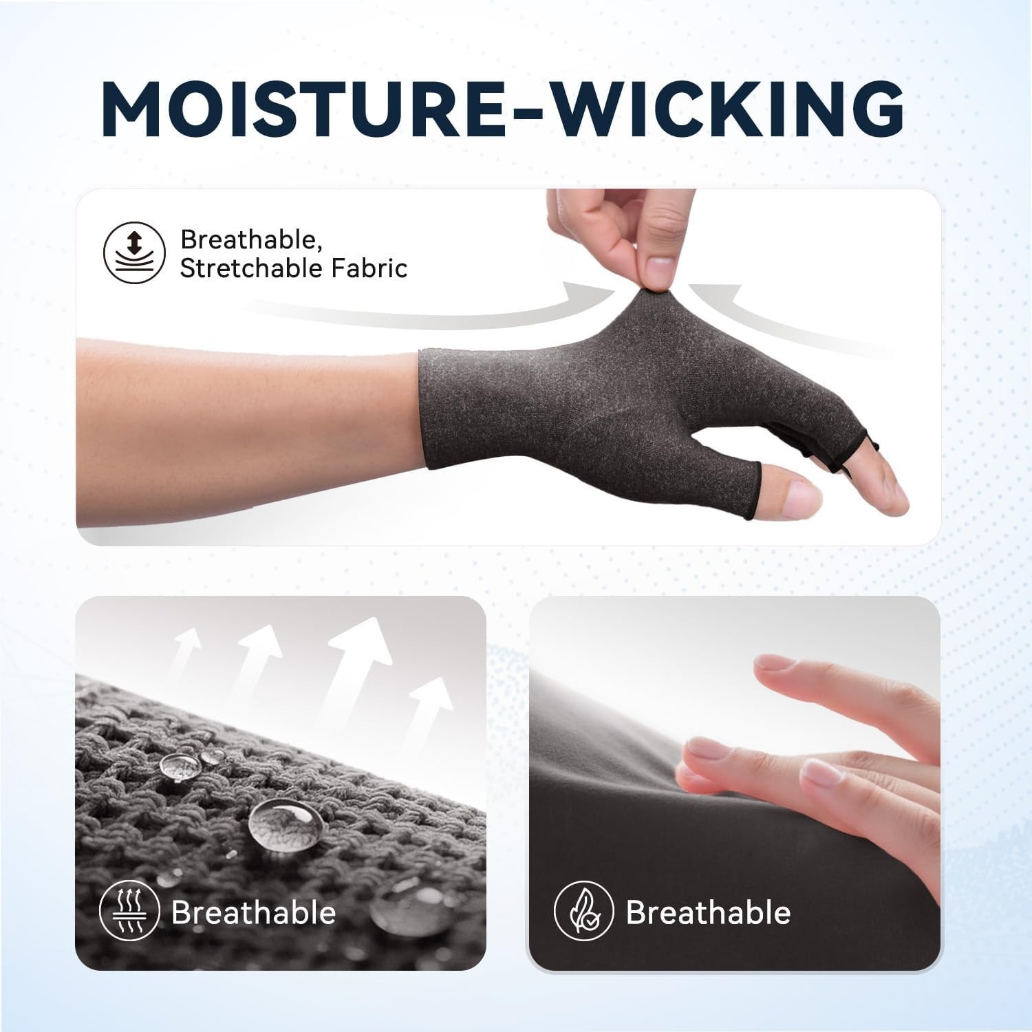 All-Day Comfort Arthritis Gloves for Men and Women – Fingerless, Medium Size