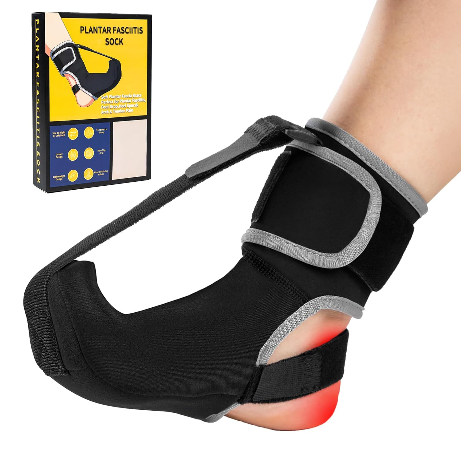 Plantar Fasciitis Night Splint Sock – Adjustable Planter Facetious Relief Brace
