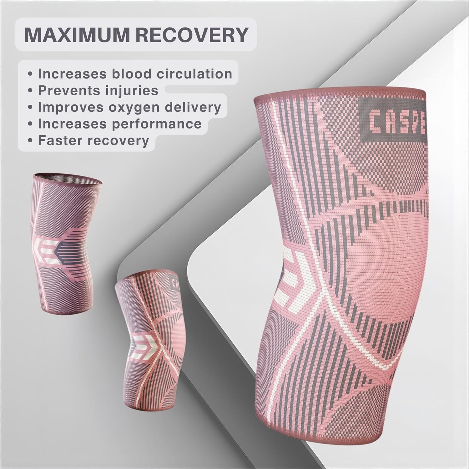 Caspe 2pcs Knee Sleeves Compression Brace Support Sport Joint Injury Pain Relief