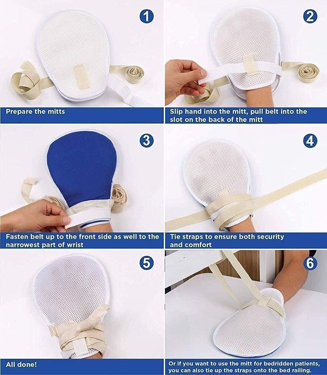 1 Pair Hands Finger Control Mitts Dementia Safety Restraint Gloves Hand Infectio