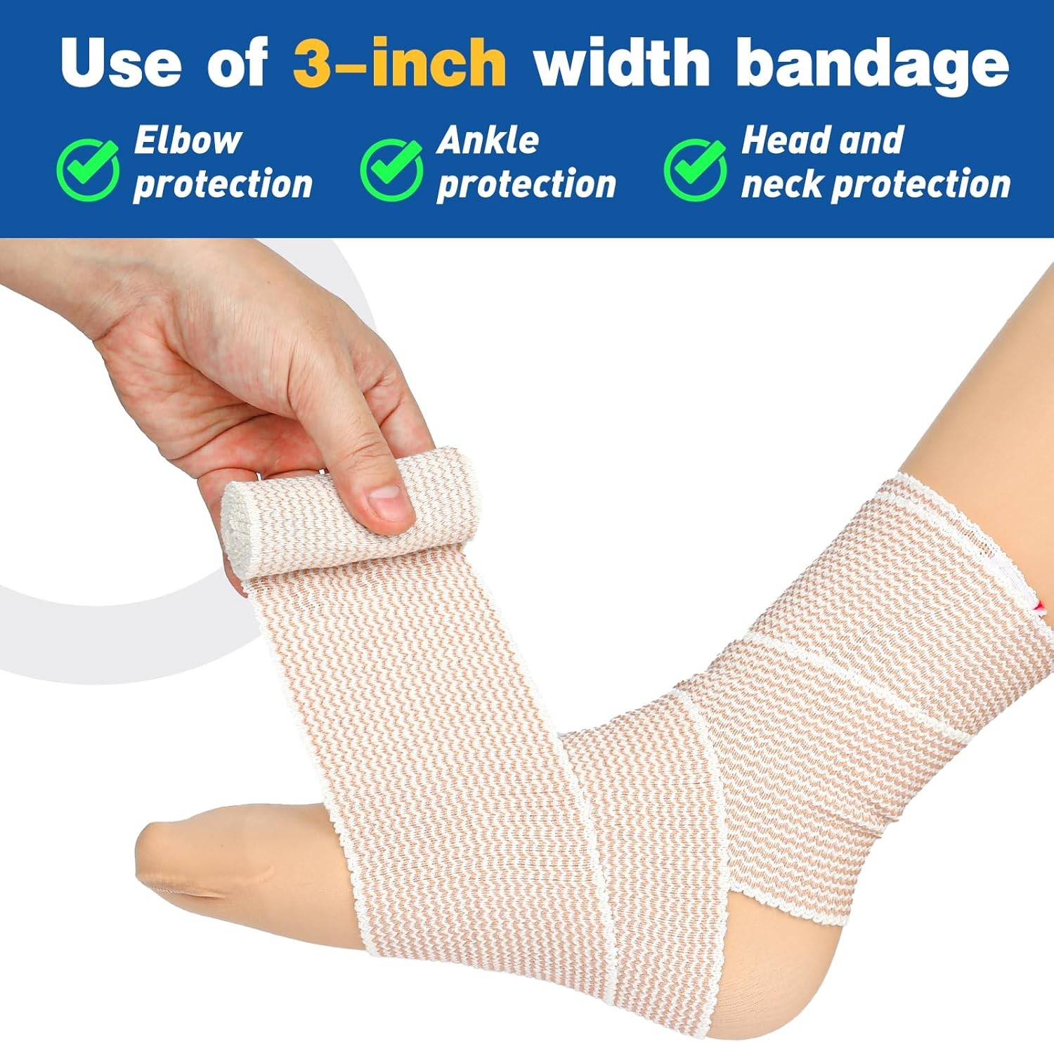Premium 4 Pack Elastic Compression Bandage Wraps Latex-Free for Legs & Body