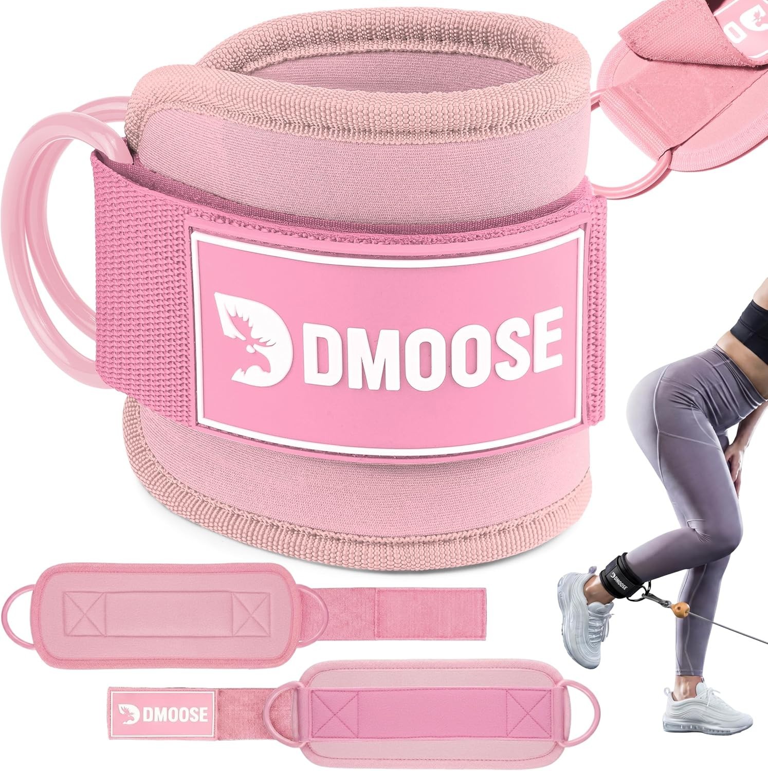 Cable Machine Ankle Strap Pink Neoprene Padded Kickback Glute Workout