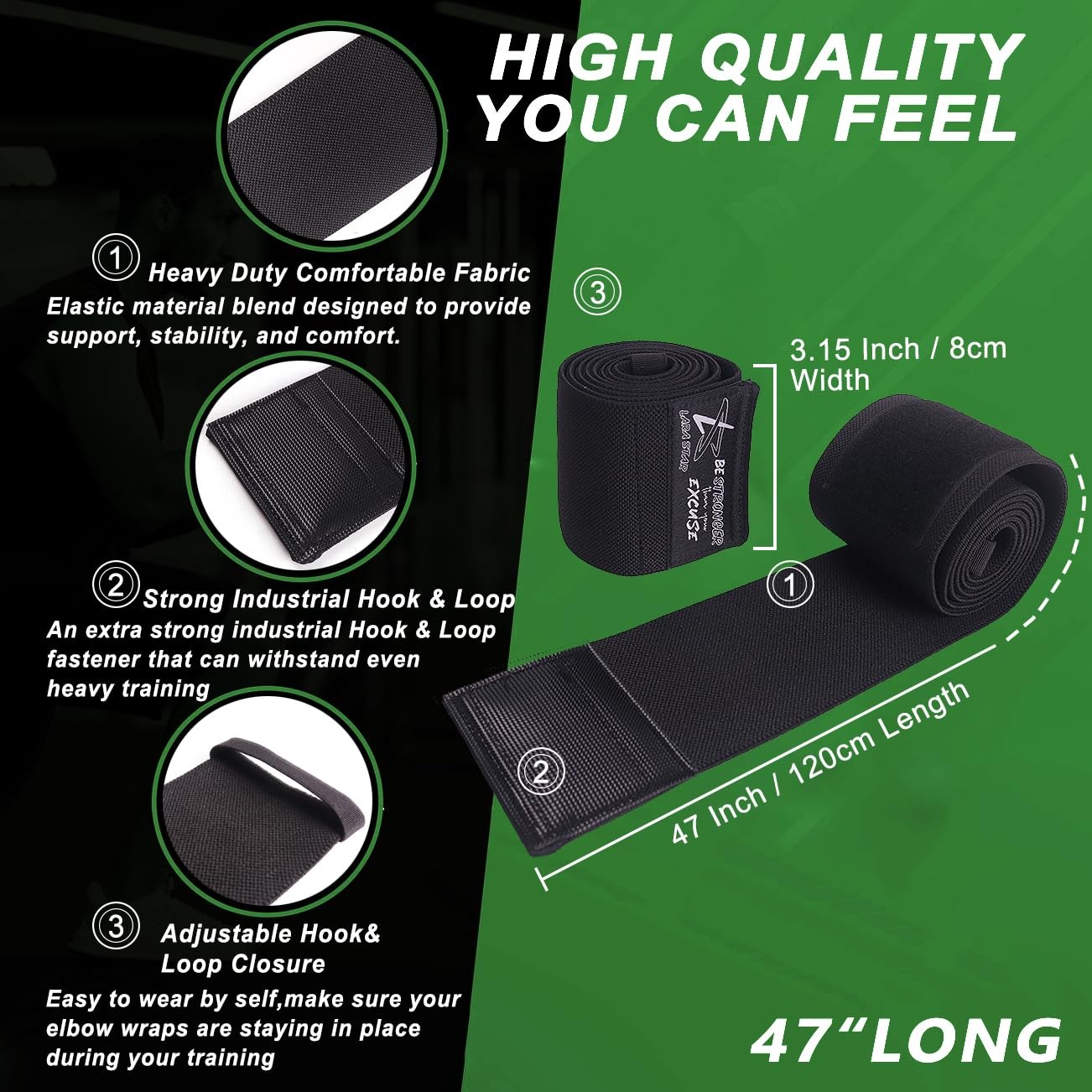 Elbow Wraps for Weightlifting, Bench Press, Cross Training & One Size, Black